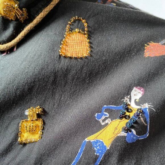 Vanity Collection XL Black Button-Up Jacket With Vibrant Fashion Print - Picture 8 of 14